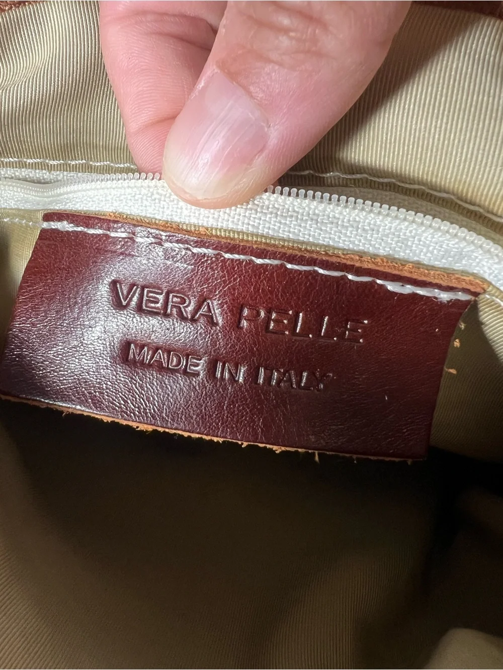 Genuine Italian Leather Bucket Shoulder Bag Brown Two Tone Italy